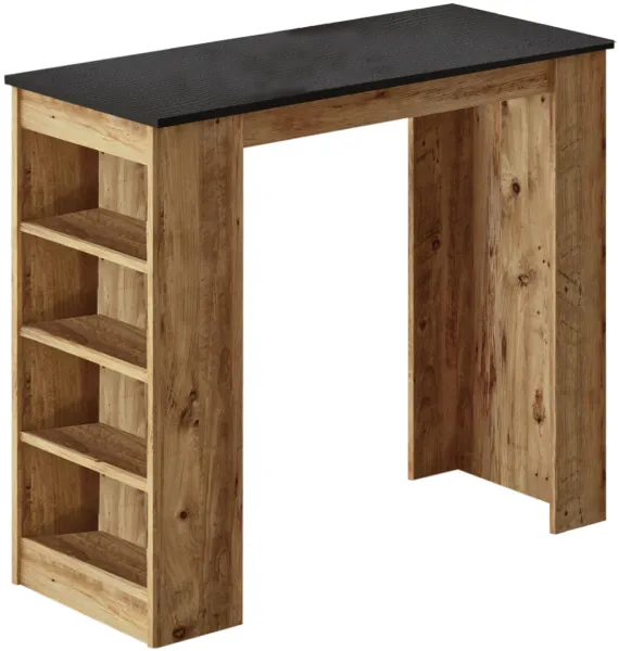 NORDVÄRK ST1 barbord med 3 hyllor - naturlig och svart melamin (120x51.6)