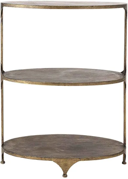 CREATIVE COLLECTION barbord - mässingsmetall, 2 hyllor, oval