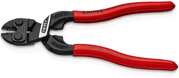 Knipex KNIPEX CoBolt® S Kompakt bultsax med urtag i bladet svart atramentiserad, belagd med plast 160 mm