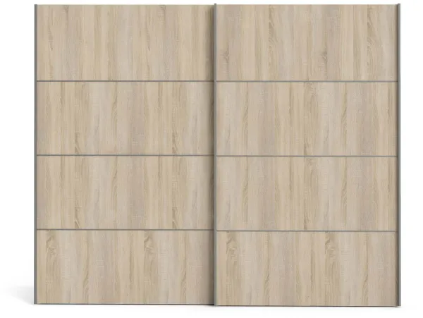 TVILUM Verona skjutdörrsgarderob - ek/vitt trä, 2 skjutdörrar, bred