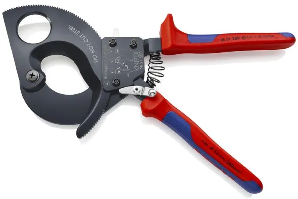 Knipex Kabelsax (Ratchetfunktion) svart lackerad, med flerkomponentshandtag 280 mm