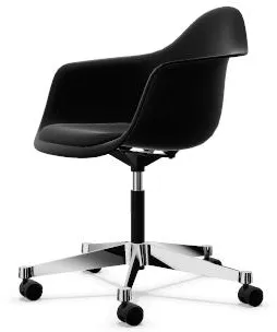 Vitra Eames Plastic PACC Kontorsstol med Klädd Sits och Swivel Svart/Djup Svart