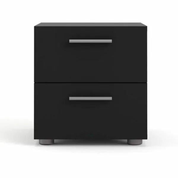 TVILUM Pepe sängbord med 2 lådor - svart folie och plast (40x40,25)