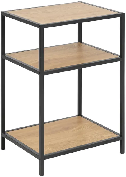ACT NORDIC Seaford nattduksbord - natur/svart pappersek/metall, med 2 hyllor