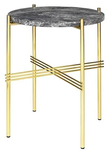 GUBI TS Rundt Sidobord Ø40 Mässing/Grå Emperador Marmor