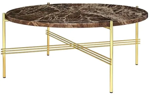 GUBI TS Rund Soffbord Ø80 Mässing/Brun Emperador Marmor
