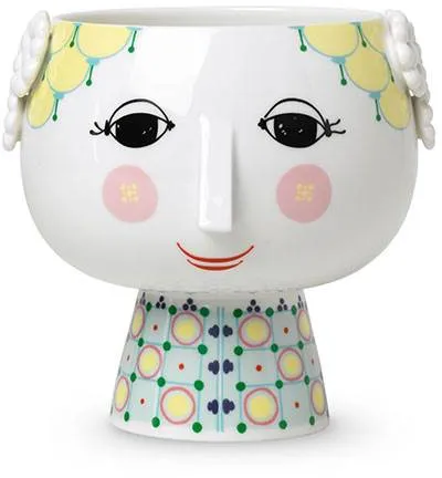 Bjørn Wiinblad Eva kruka med piedestal - Ø15,5 cm - Gul