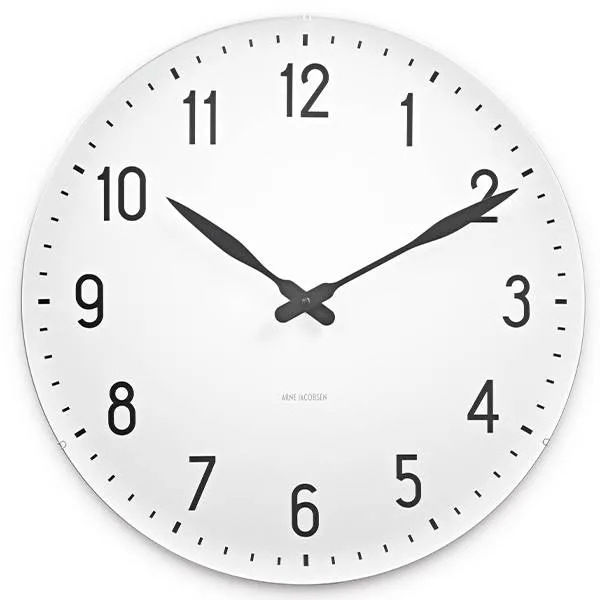 Arne Jacobsen Station Väggklocka - Ø:48 cm - Vit/svart